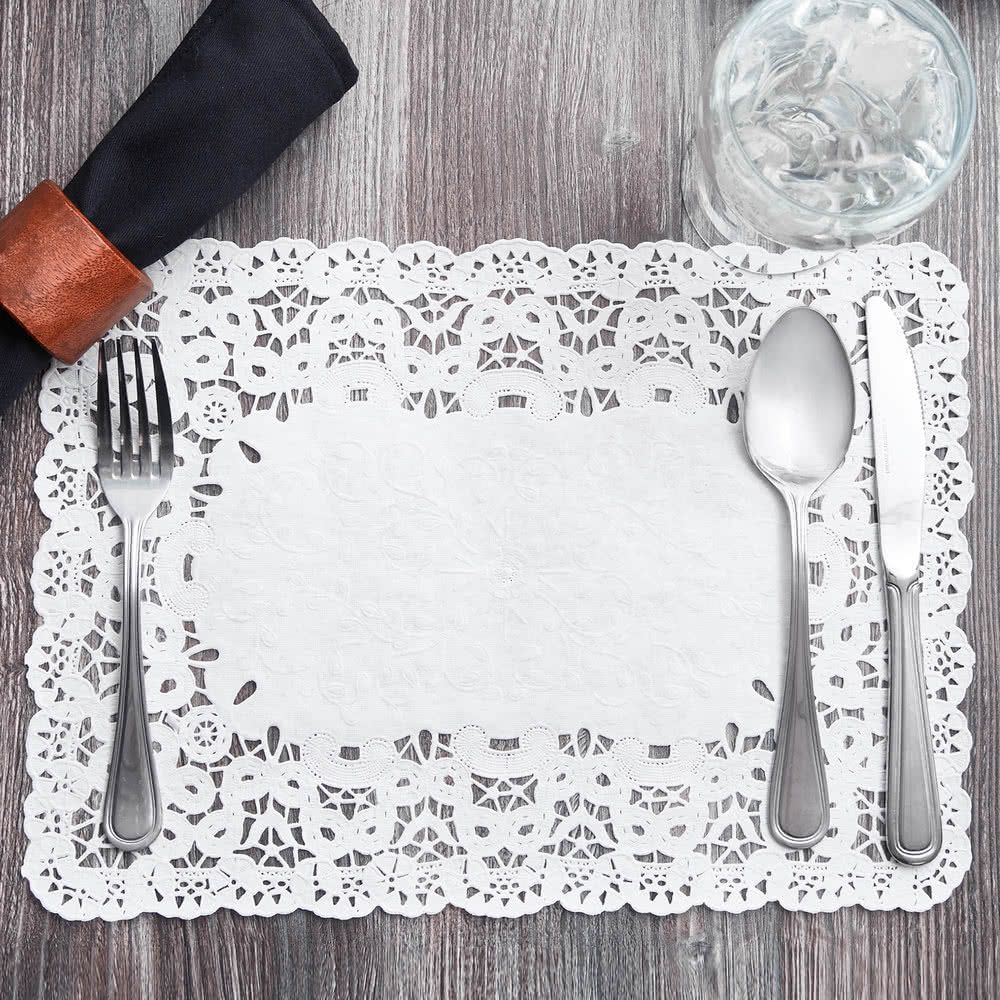 10 X 14 White Floral Lace Paper Placemat 1000 Case