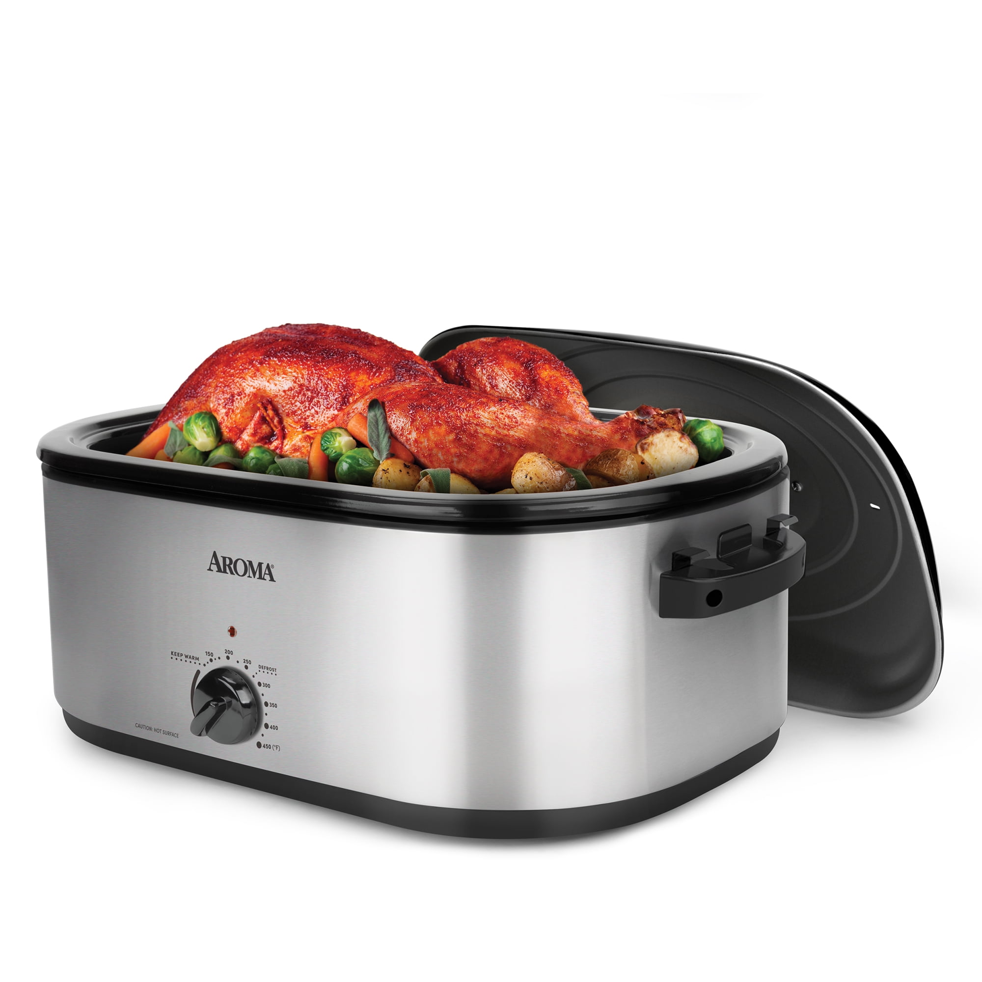 Aroma 22 Quart Electric Roaster Oven Stainless Steel With Self Basting Lid Art 712Sb Walmart Com