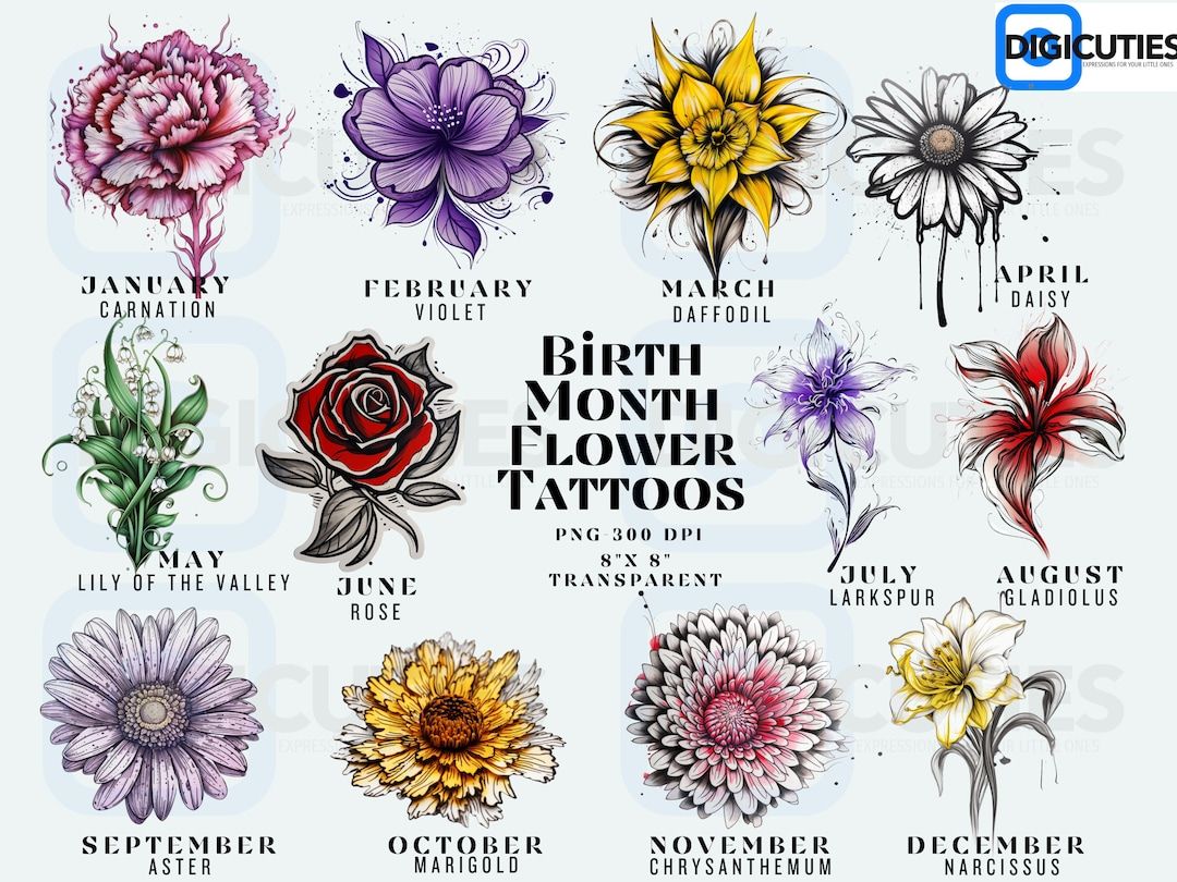 Birth Flowers By Month Birth Flower Tattoos Birth Flowers Flower Tattoo Designs