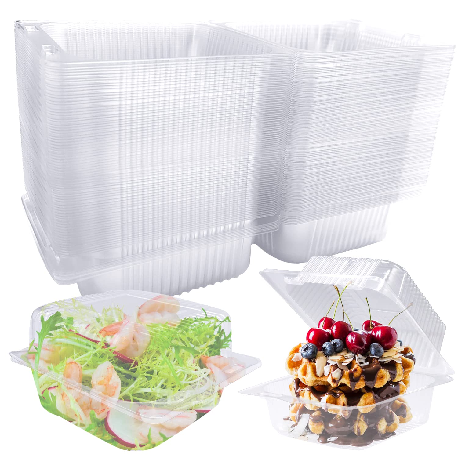 Clear Plastic Square Containers With Hinged Clamshell For Food Portable Square Boxes For