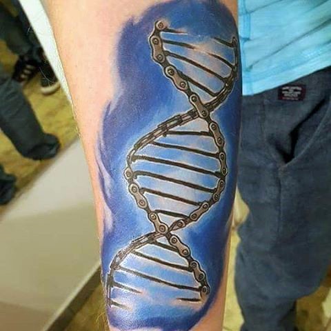 Cool Dna Shaped Cycle Chain Colored Realistic Arm Tattoo Tattooimages Biz