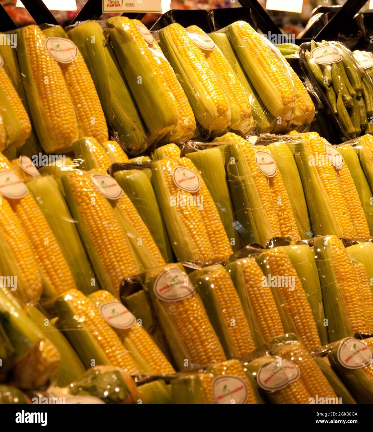 Corn Cobs Fruit And Vegetable Section Supermarket Chicago Illinois