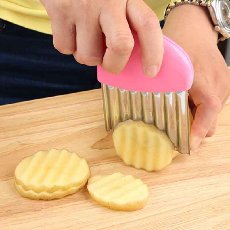 Curly Spiral French Fry Potato Cutter Crinkle Knife Stainless Steel