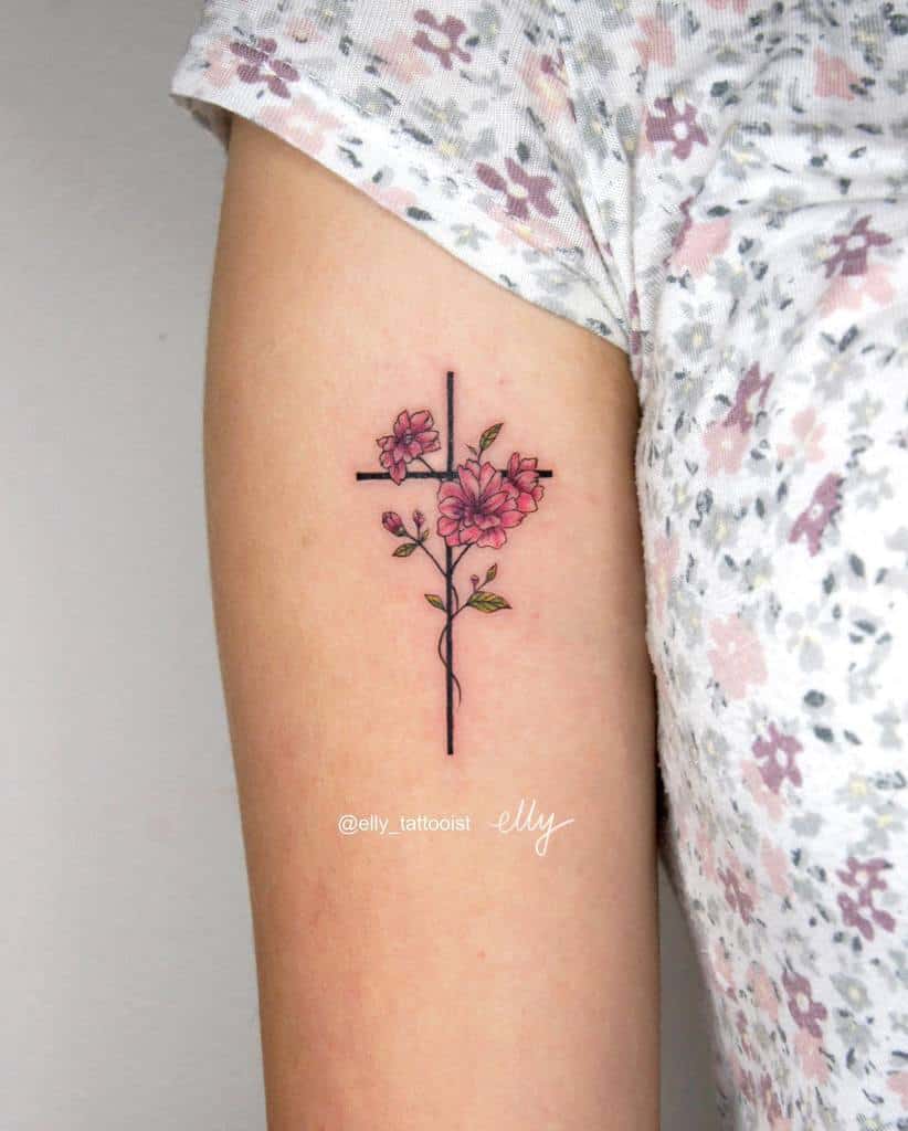 Discover 51 Tattoo Cross With Flowers Super Hot In Cdgdbentre