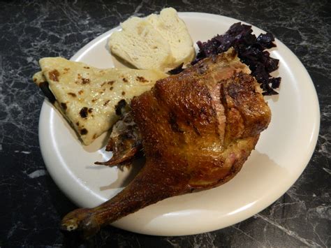 Duck Feast With Potato Pancake Red Cabbage And Dumplings