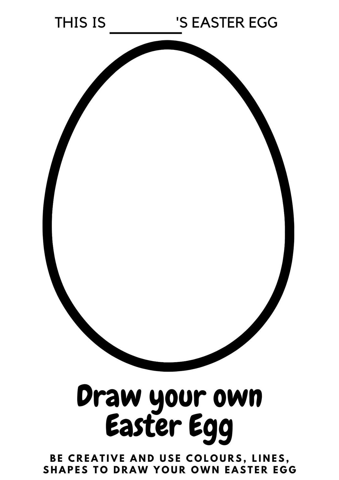 Easter Egg Printable For Kids Draw Your Own Easter Egg Etsy