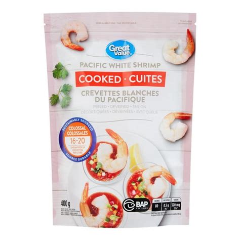 Great Value Cooked Colossal Pacific White Shrimp Walmart Canada