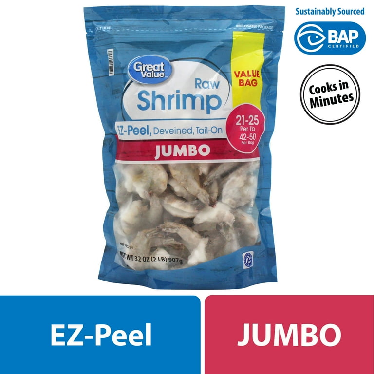 Great Value Frozen Cooked Medium Peeled Deveined Tail On Shrimp 12