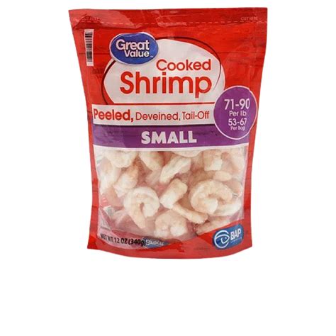 Great Value Small Cooked Shrimp 71 90 Count Per Lb 12 Oz 078742133744