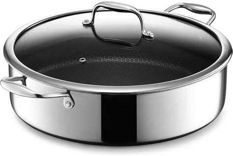 Hexclad Hybrid Nonstick Saut Pan And Lid Chicken Fryer 7 Quart