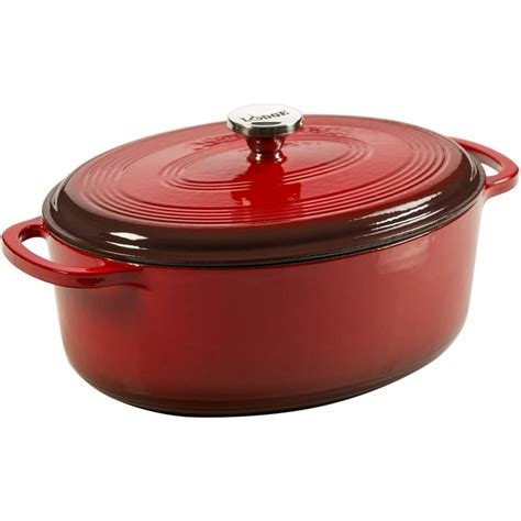 Lodge 7 Quart Oval Dutch Oven Enameled Cast Iron In Red Ec70d43