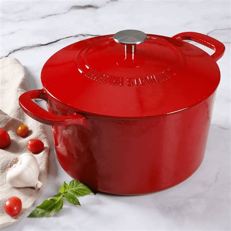 Martha Stewart 7 Quart Enamel On Cast Iron Dutch Oven Red Walmart