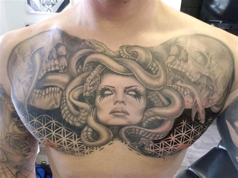 Medusa Chest Tattoo Unique Body Art