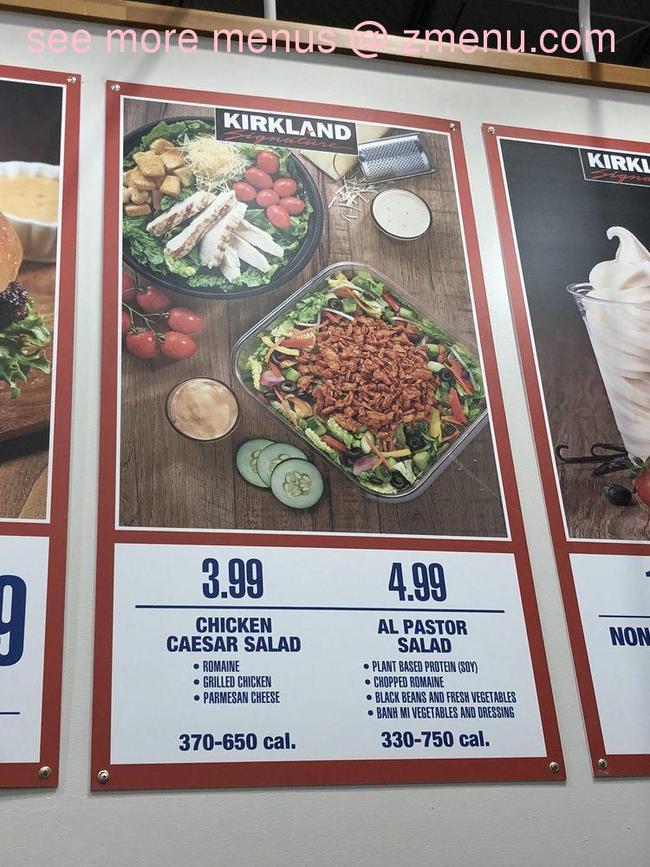 Online Menu Of Costco Food Court Restaurant Seattle Washington 98134