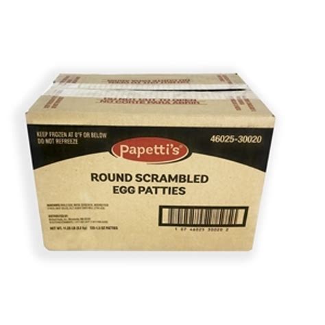 Papettis Table Ready Frozen Fully Cooked Scrambled Egg Patties 35 Inch