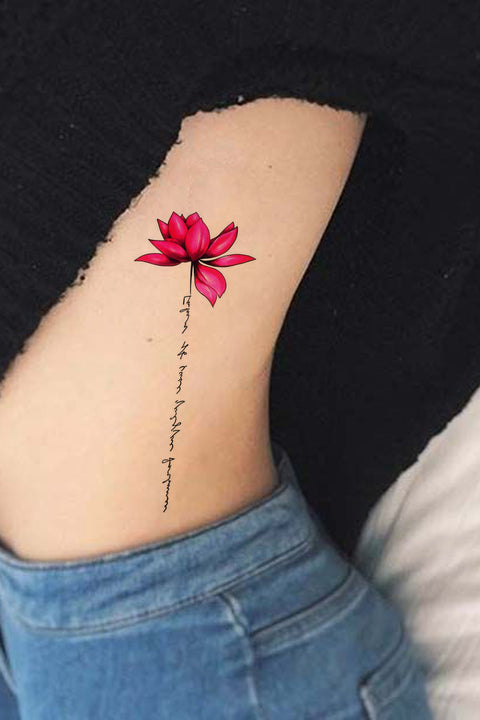 Pink Lotus Rib Tattoo Ideas For Females Watercolor Flower Floral Side Tat Www Mybodiart Com