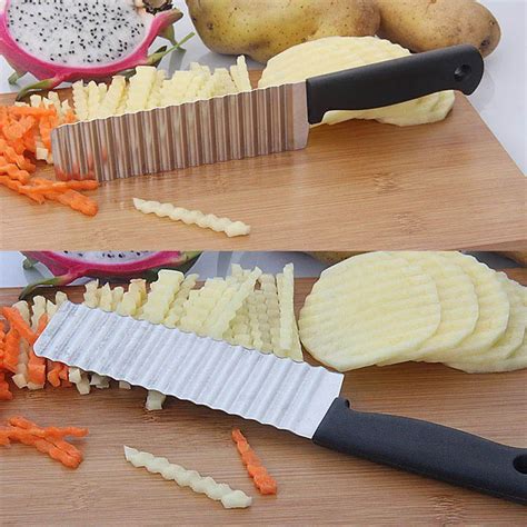 Potato Crinkle Cutter Stainless Steel Serrated Slicing Fruits Vegetable