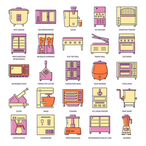 Premium Vector Professional Kitchen Equipment Icon Set