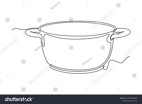 Single One Line Drawing Cooking Pot Stock Vector Royalty Free 2264950945 Shutterstock