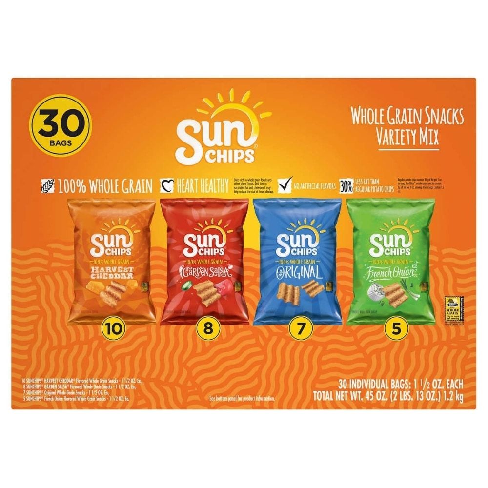 Sun Chips Whole Grain Chip Variety Pack 60 Case