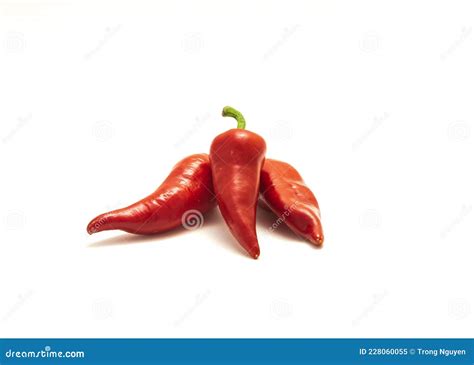 Three Organic Naturally Ripen Fresno Peppers Or Fresno Chili Pepper