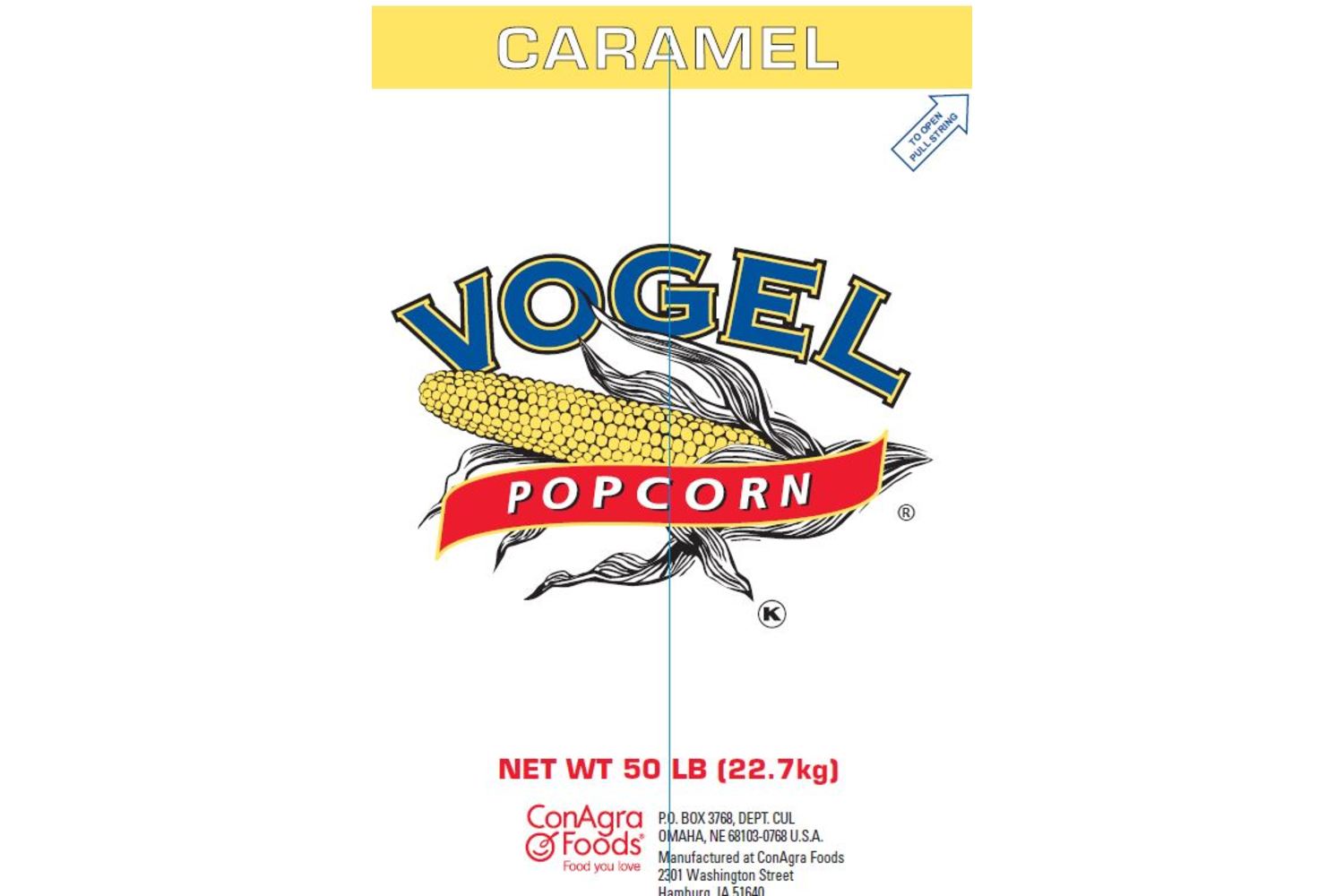 Vogel Caramel Popcorn Kernels Bag 1 50 Lb Conagra Foodservice